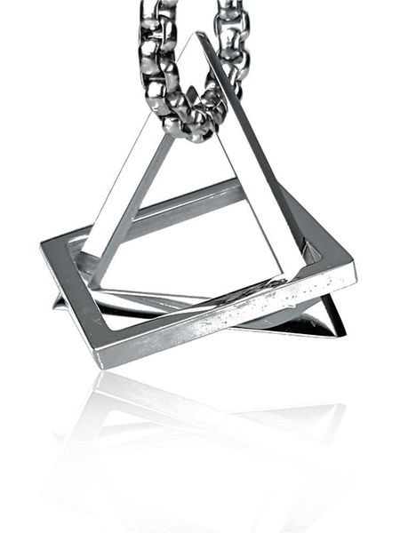 pendant necklaces halloween nightmare before christmas steel color positive triangle x square jewelry chains wholesale necklace choker, Silver